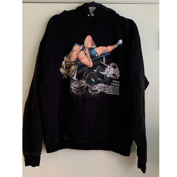 Darc Sport Wolves Black Hoodie  Sweatshirt Body Building Mens Large - Picture 1 of 8